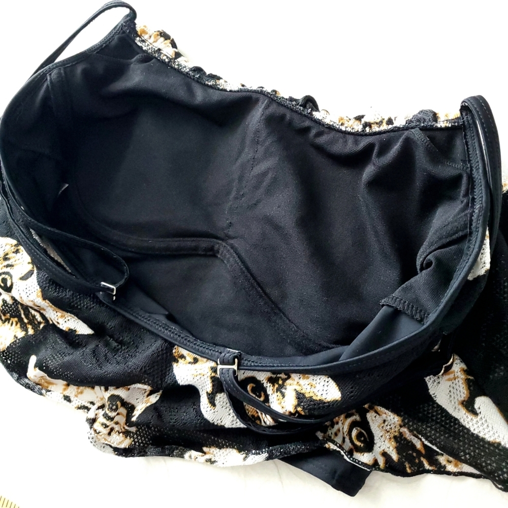Esowell Cat Print Swim Top, Black & Brown, Size Medium - Picture 8 of 16